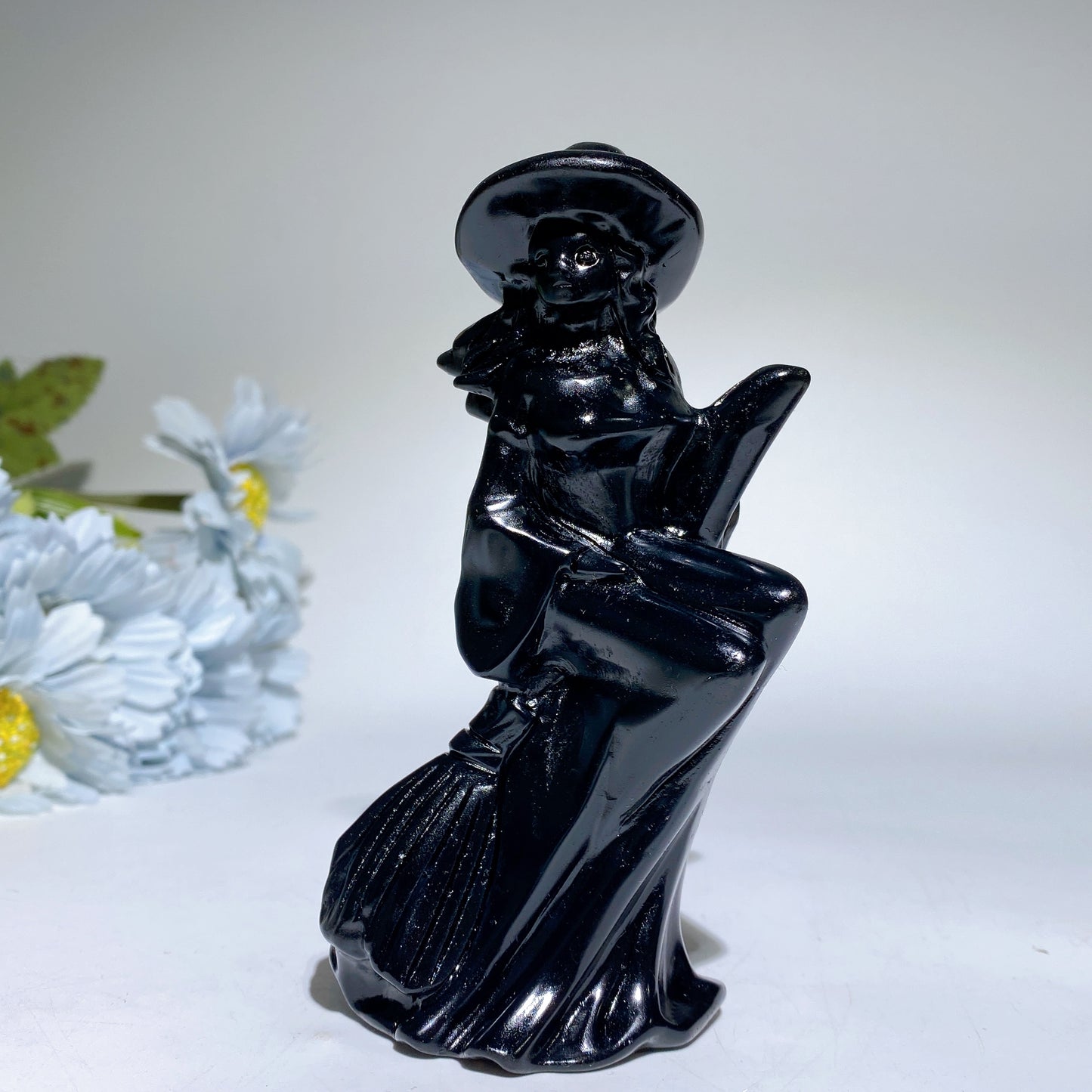 4.7" Black Obsidian Witch Carvings Crystal Healing Bulk Wholesale
