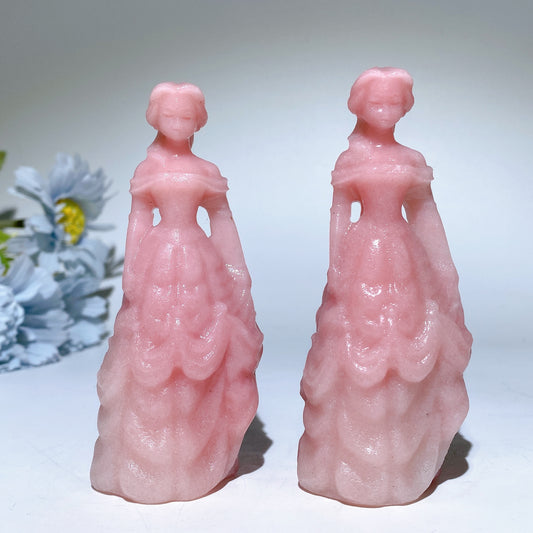 3.9" Pink Opal Princess Carvings Crystal Healing Bulk Wholesale