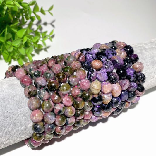9mm Watermelon Tourmaline Charoite Bracelet Crystal Healing Bulk Wholesale