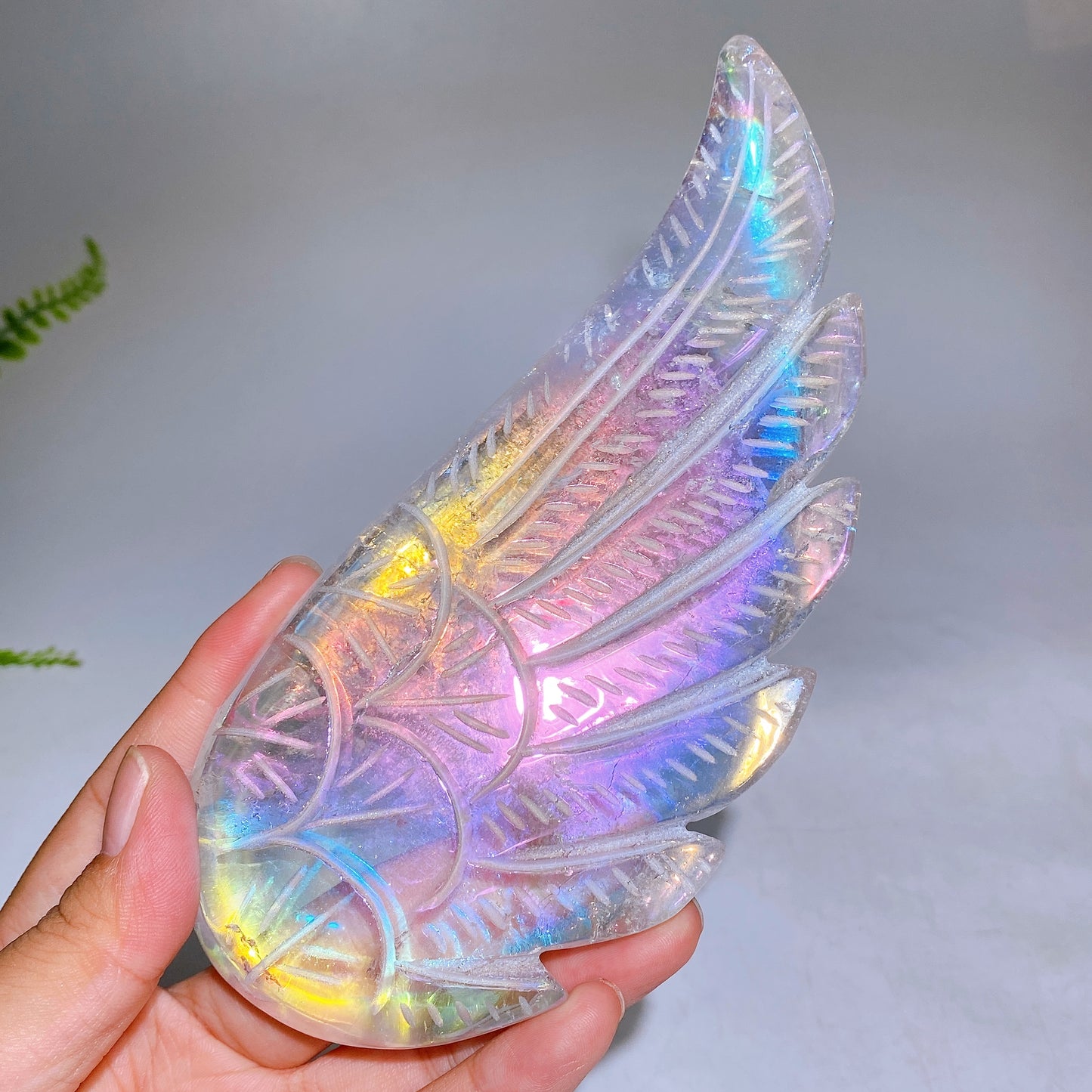 Aura Clear Quartz Wing with Stand Wholesale