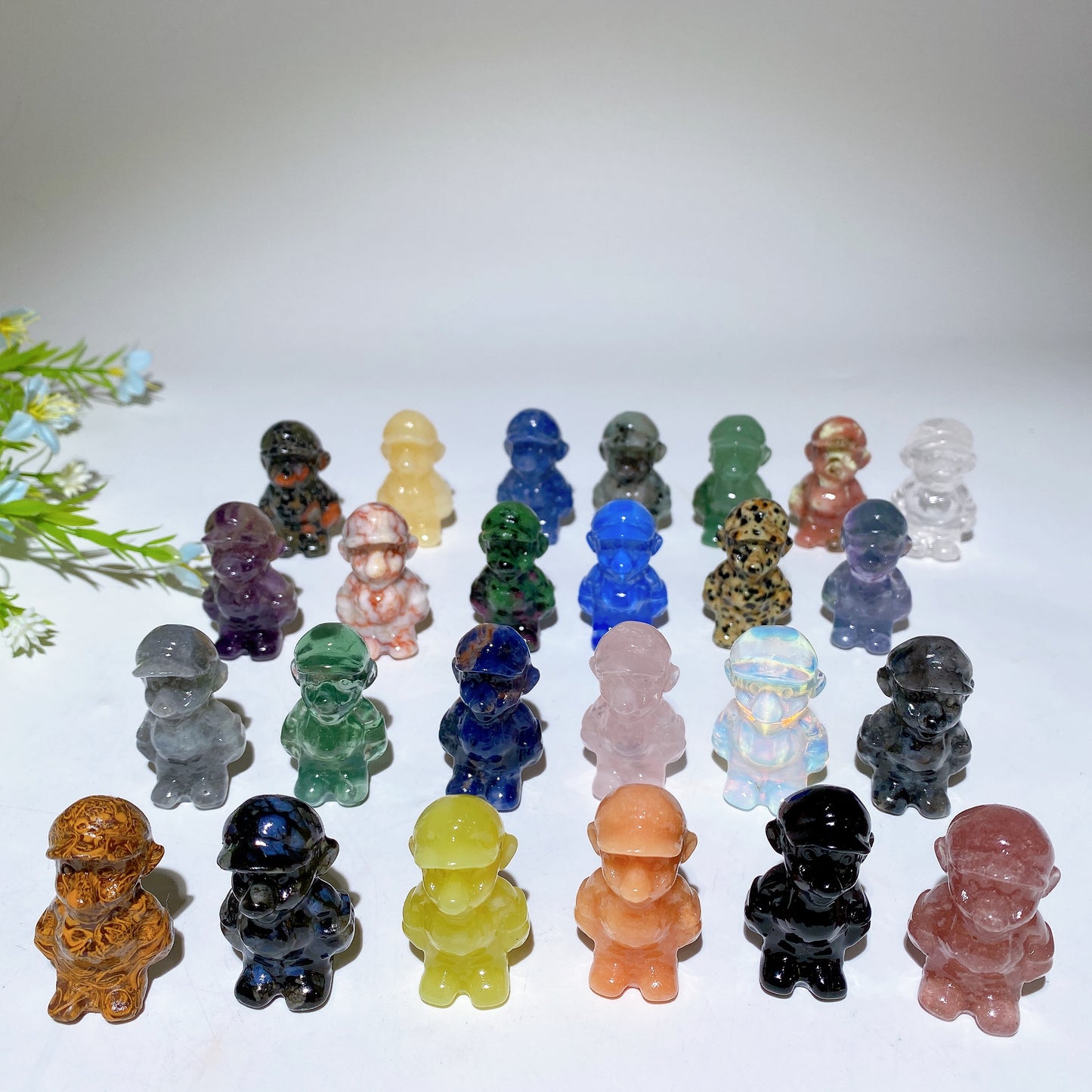 1.6" Mixed Crystal Mario Carvings Crystal Healing Bulk Wholesale