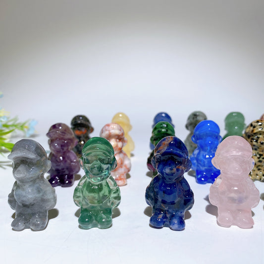 1.6" Mixed Crystal Mario Carvings Crystal Healing Bulk Wholesale