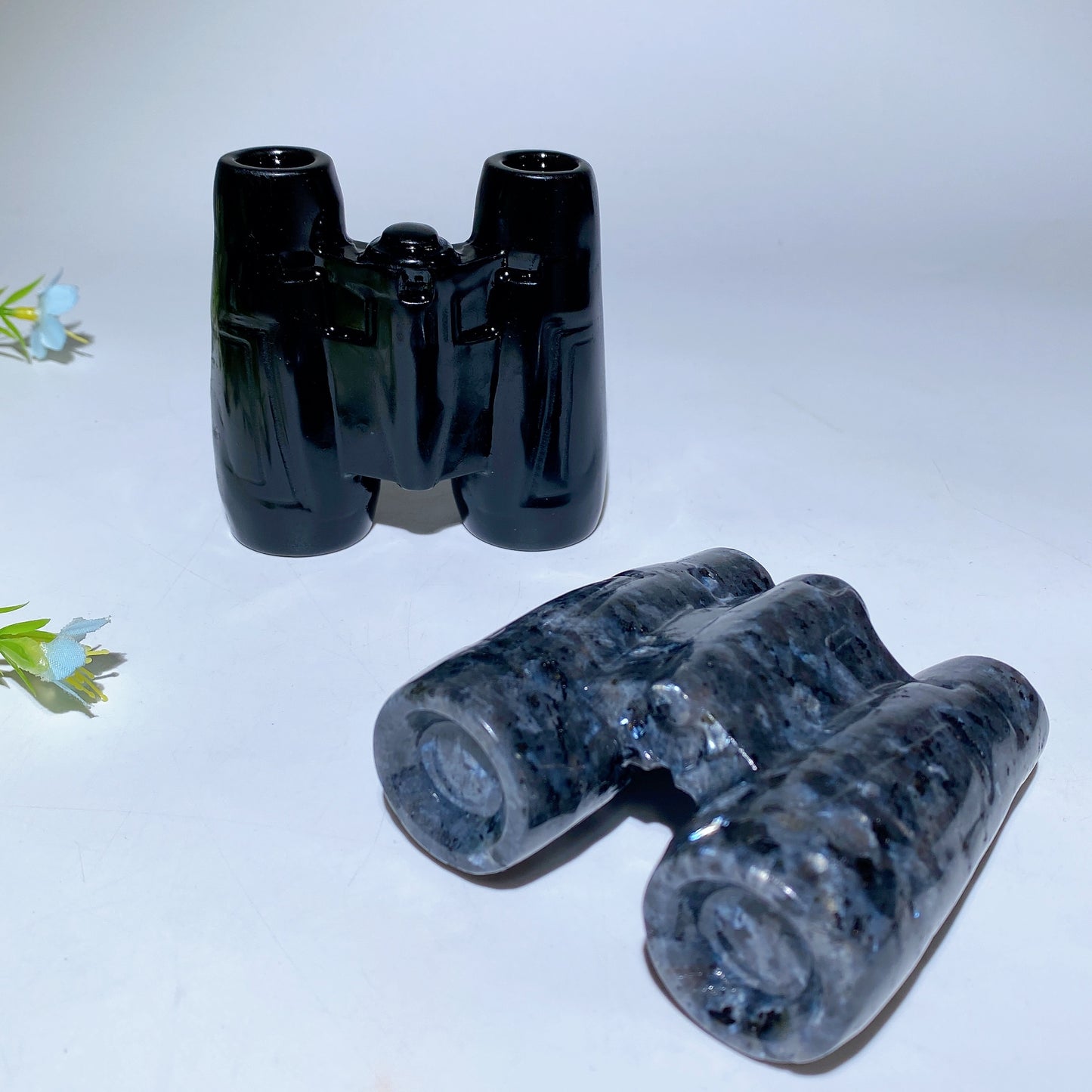 3.0" Black Obsidian Larvikite Telescope Shape Carvings Crystal Healing Bulk Wholesale