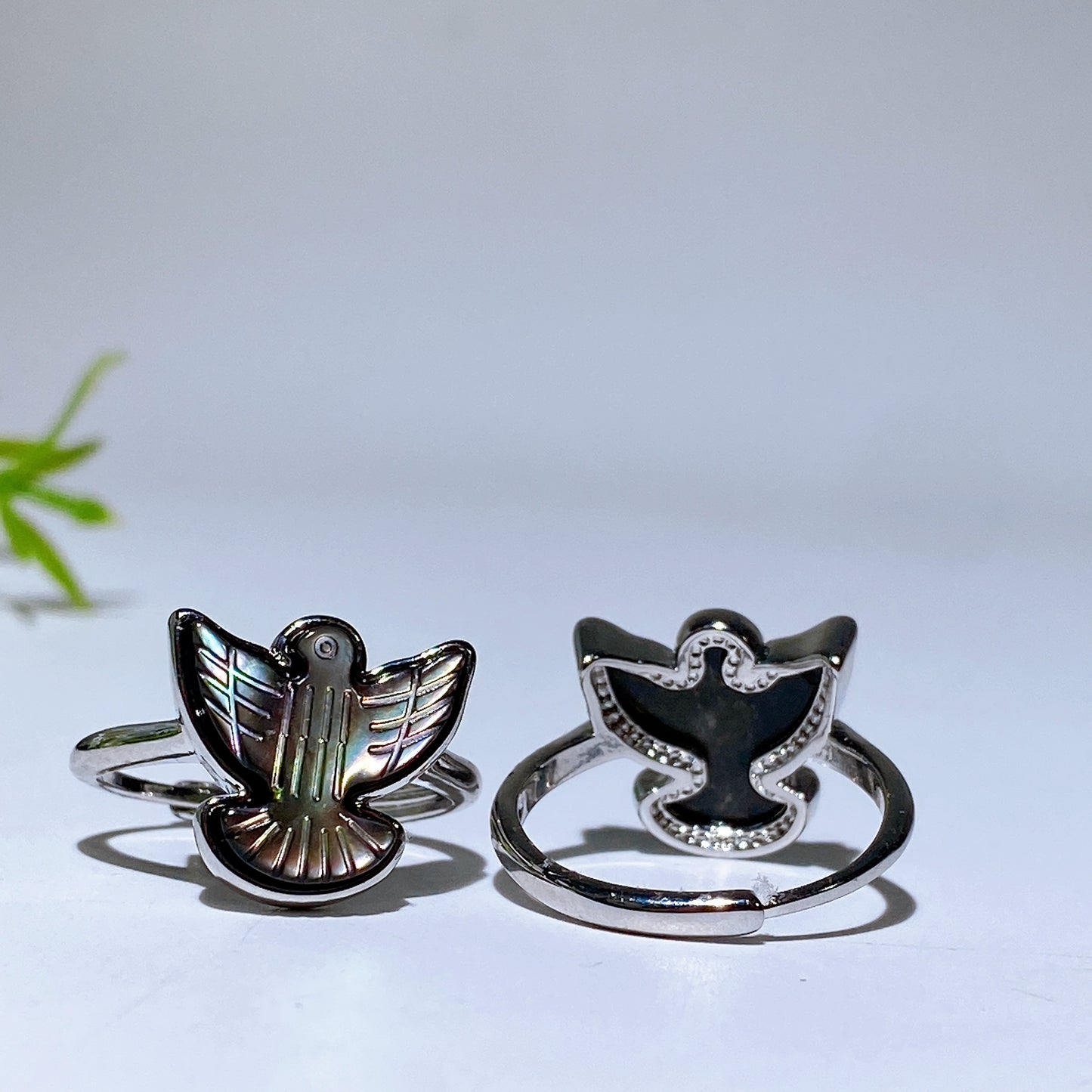 Cooper Silver Plated Rainbow Shell Eagle Ring Crystal Healing Bulk Wholesale
