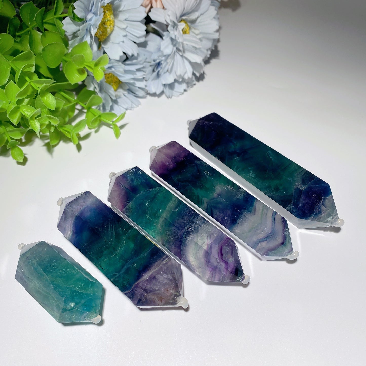 2.3"-5.0" Rainbow Fluorite DT Point Crystal Healing Bulk Wholesale