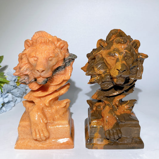 7.0" Sunstone Jade Lion Head Carvings Crystal Healing Bulk Wholesale