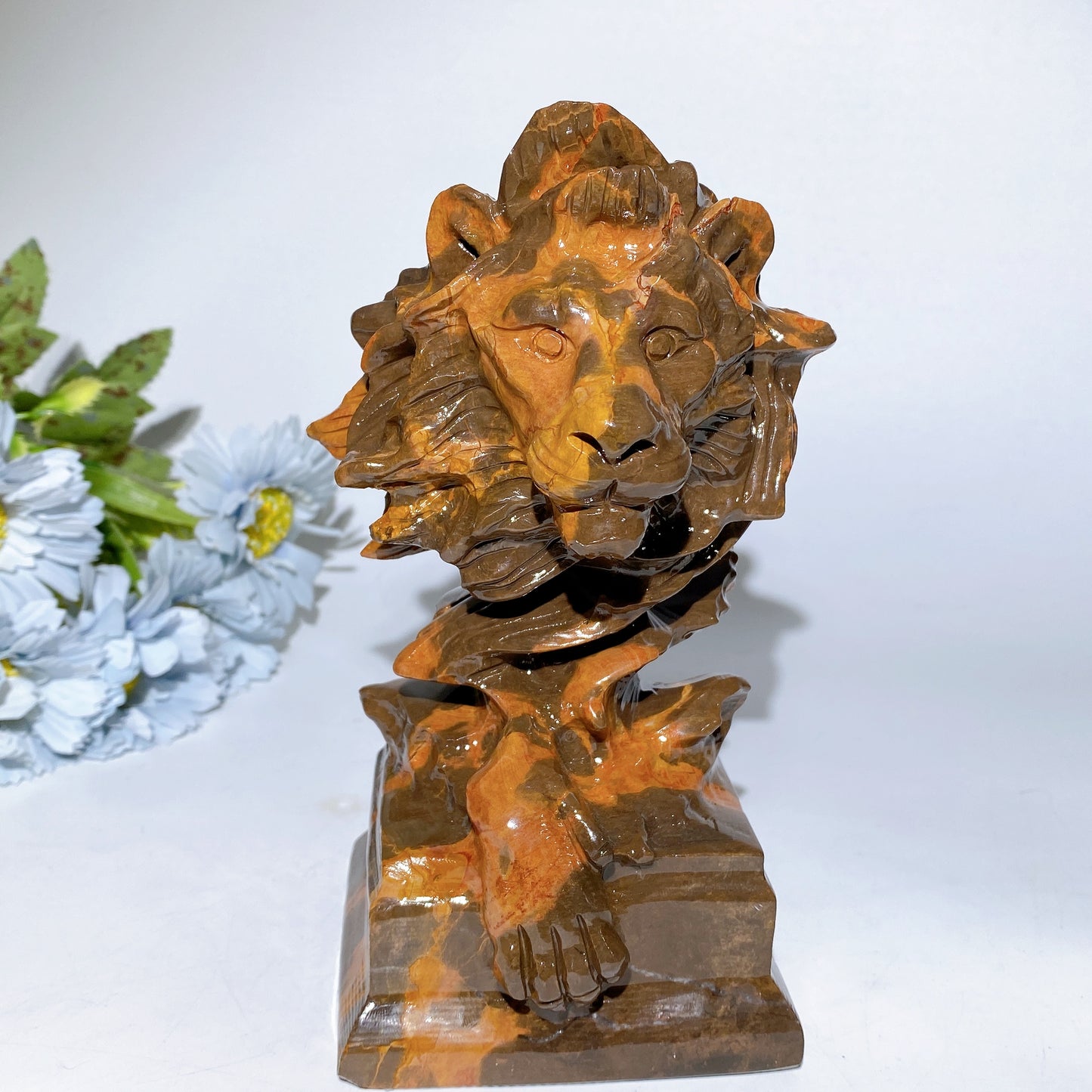 7.0" Sunstone Jade Lion Head Carvings Crystal Healing Bulk Wholesale