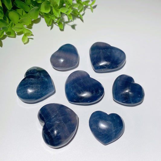 1.3"-2.0" Blue Fluorite Heart Carvings Crystal Healing Bulk Wholesale