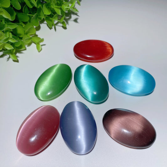 2.0" Mixed Cat's Eye Stone Palm Stone Crystal Healing Bulk Wholesale