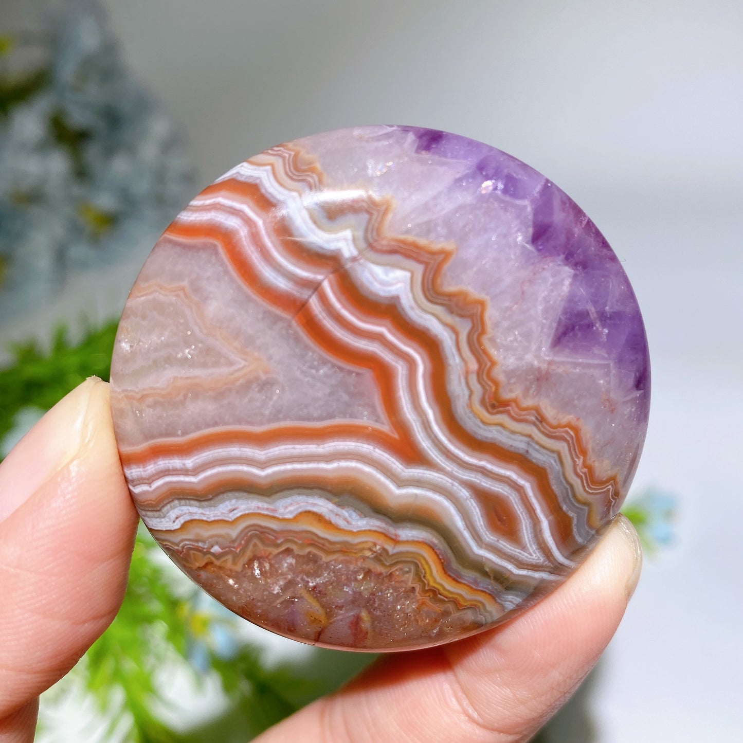 1.7"-2.0" Striped Agate Grow with Amethyst Round Slab Crystal Healing Bulk Wholesale