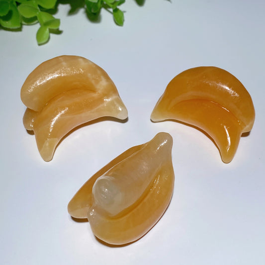 1.9" Orange Calcite Banana Fruit Carvings Crystal Healing Bulk Wholesale