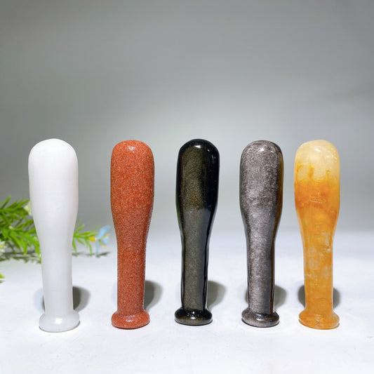 3.1" Mixed Crystal Baseball Bat Carvings Crystal Healing Bulk Wholesale