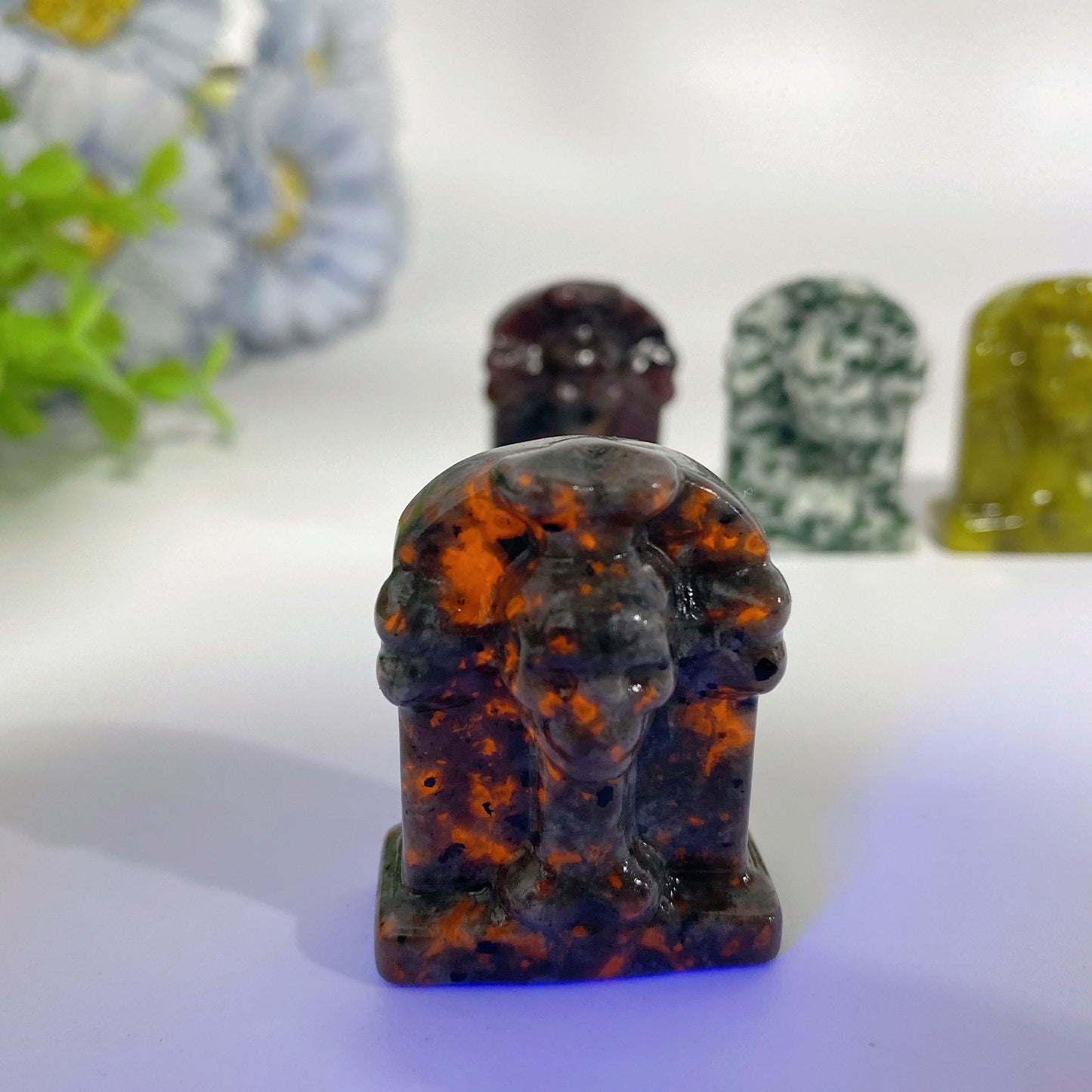 1.5" Mixed Crystal Tombstone Carvings Halloween Decor Crystal Healing Bulk Wholesale