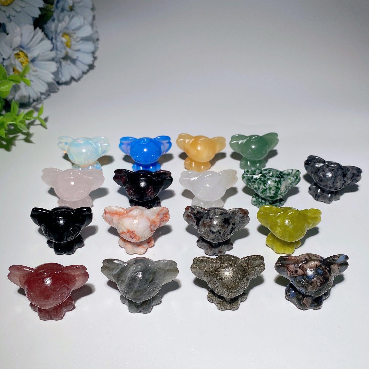 1.4" Mixed Crystal Stitch Carvings Crystal Healing Bulk Wholesale