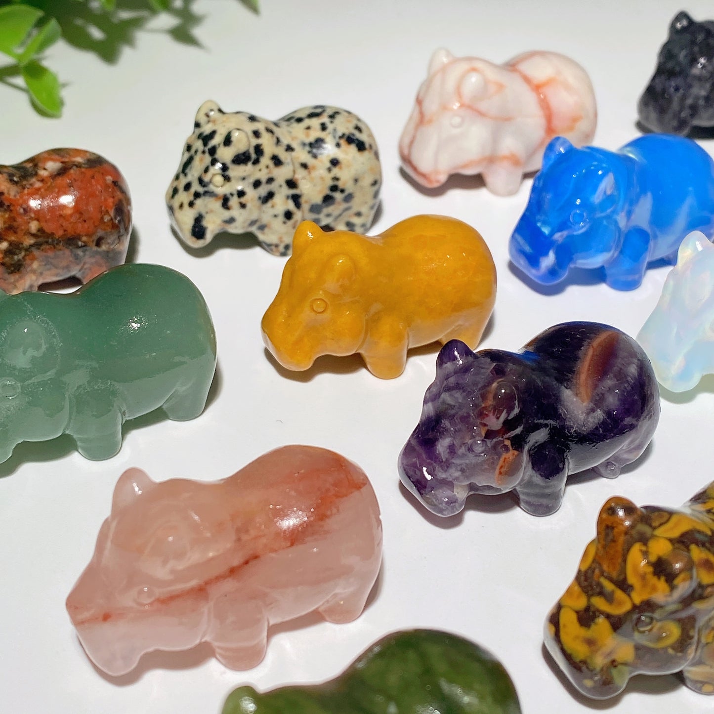 1.4" Mixed Crystal Hippo Carvings Crystal Healing Bulk Wholesale