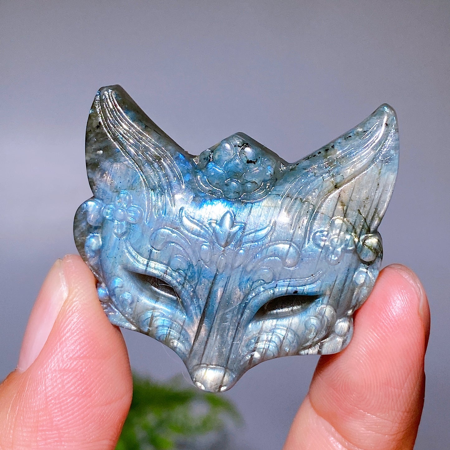 1.7" Labradorite Fox Head Carving Wholesale