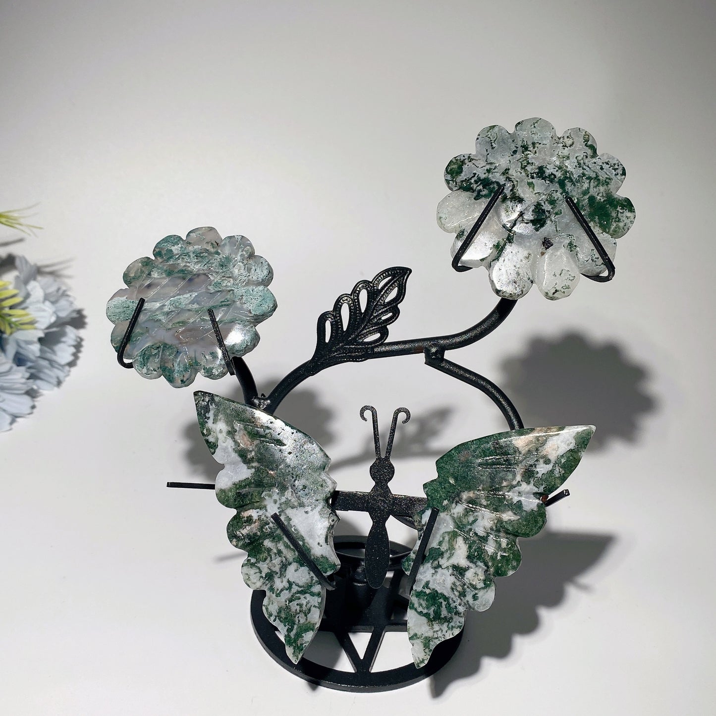 Mixed Crystal Flower Butterfly with Stand Free Form Crystal Healing Bulk Wholesale