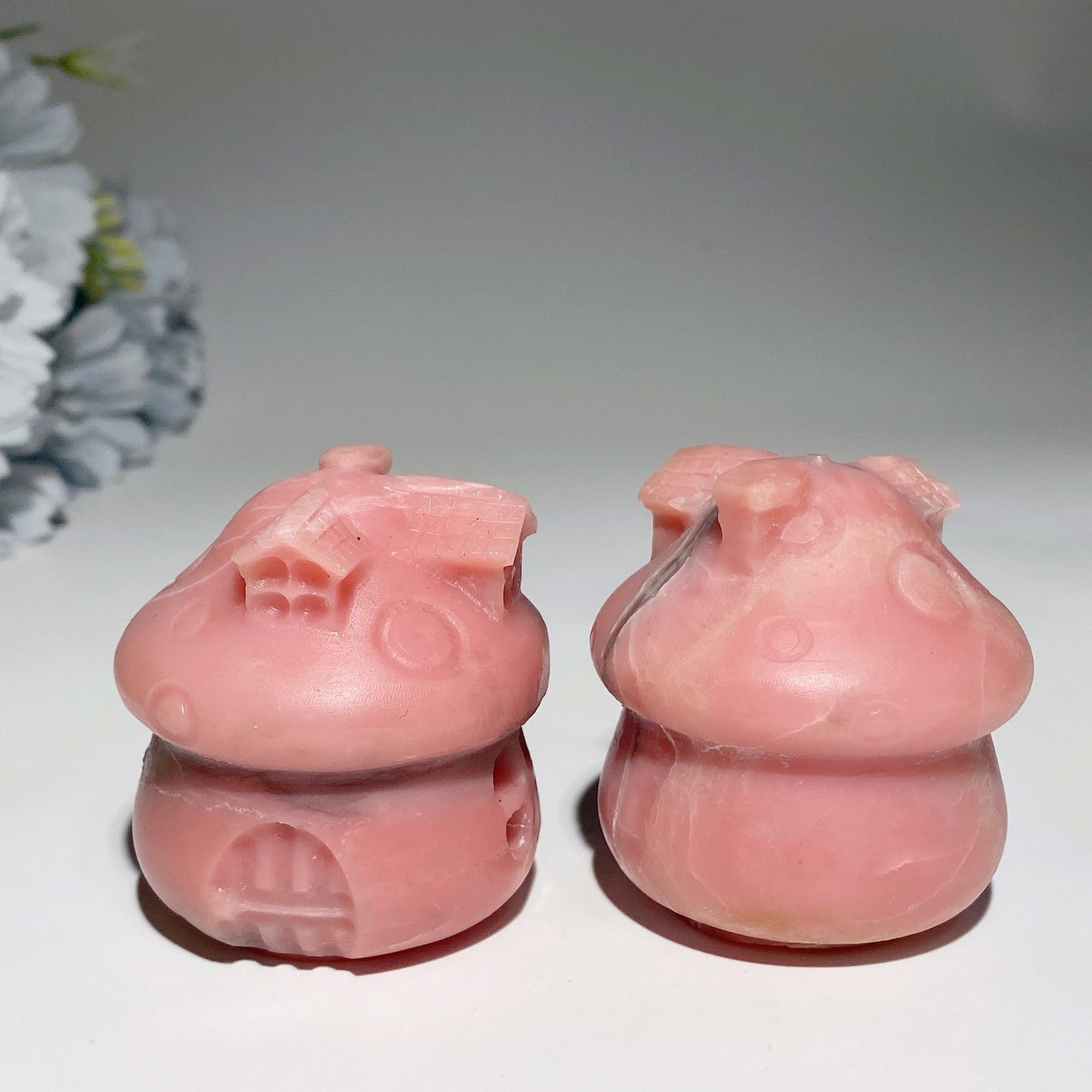 2.0" Pink Jade House Carvings Crystal Healing Bulk Wholesale