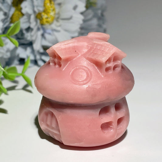 2.0" Pink Jade House Carvings Crystal Healing Bulk Wholesale