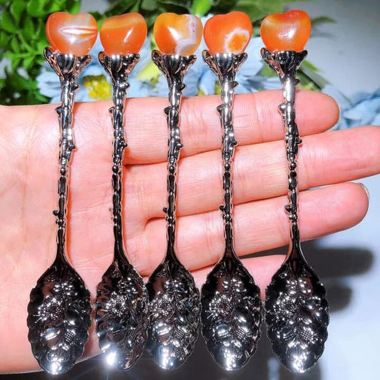Mixed Crystal Silver Coffee Spoon Crystal Healing Bulk Wholesale