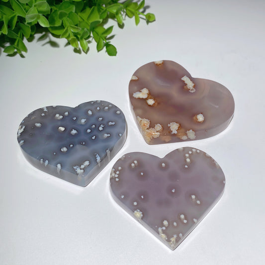2.8"-4.2" Tree Agate Heart Carvings Crystal Healing Bulk Wholesale
