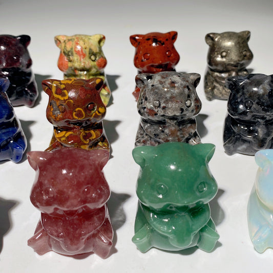 1.6" Mixed Crystal Bear Carvings Crystal Healing Bulk Wholesale