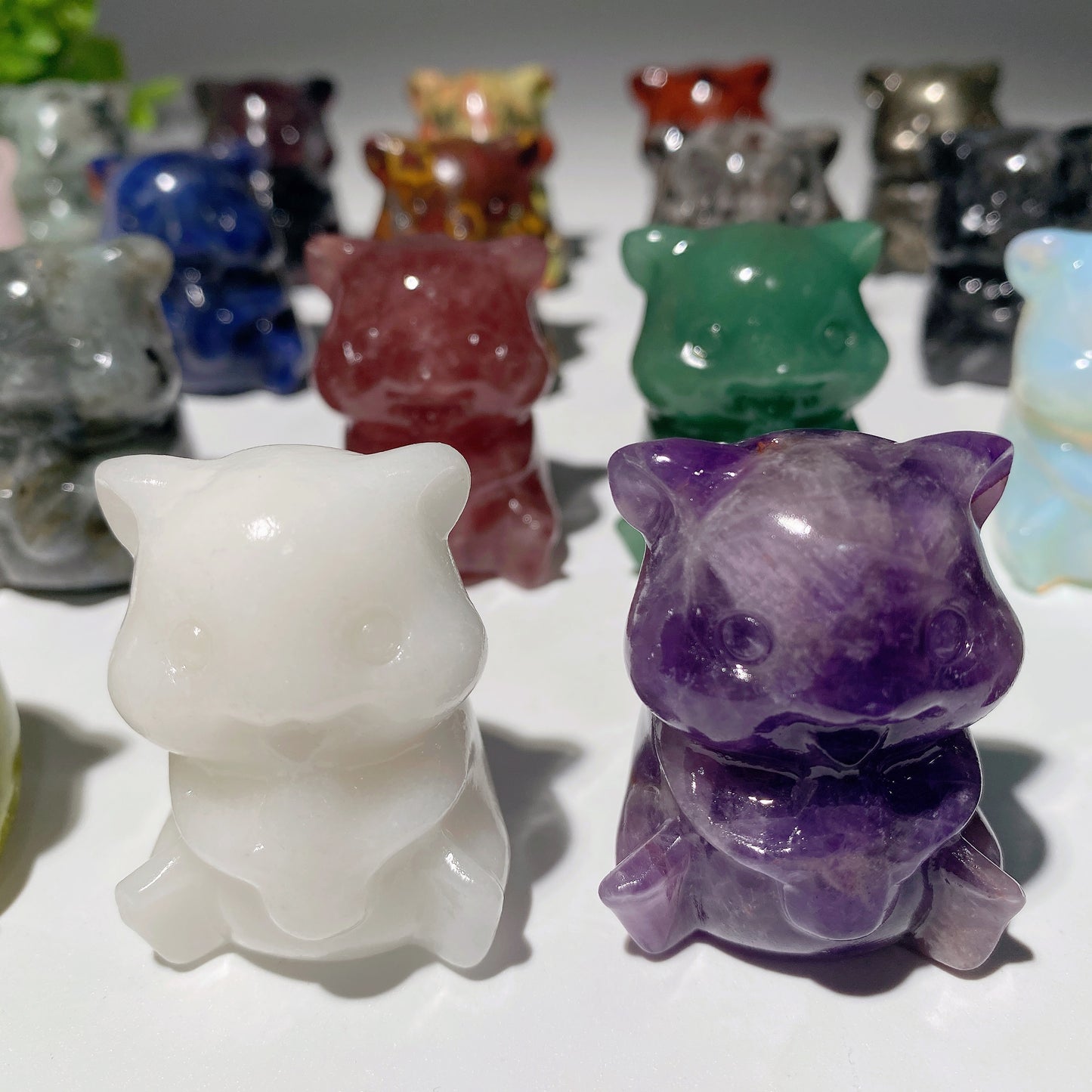 1.6" Mixed Crystal Bear Carvings Crystal Healing Bulk Wholesale