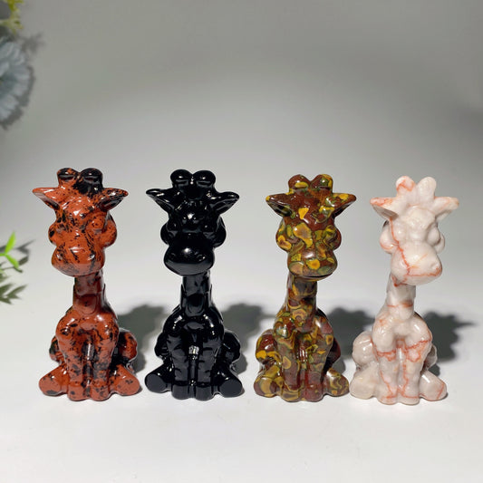 3.4" Mixed Crystal Giraffe Carvings Crystal Healing Bulk Wholesale
