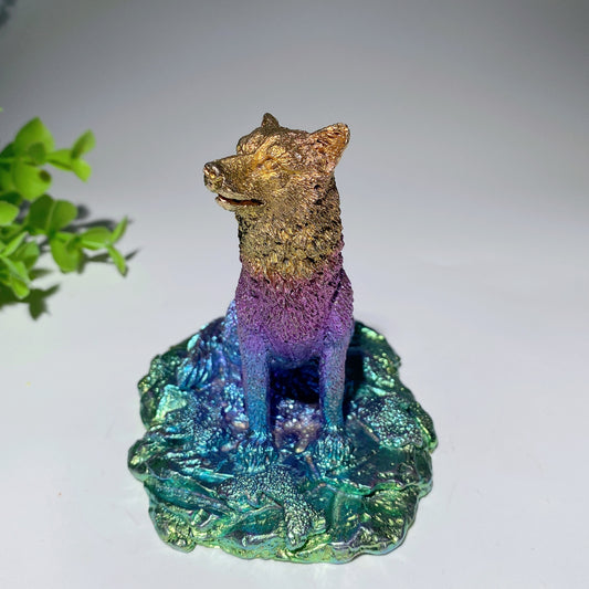 3.6" Bismuth Wolf Carvings Crystal Healing Bulk Wholesale