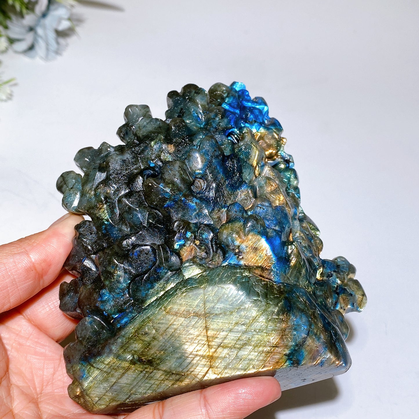 Unique Labradorite Ocean Coral Fish Carving Crystal Healing Bulk Wholesale