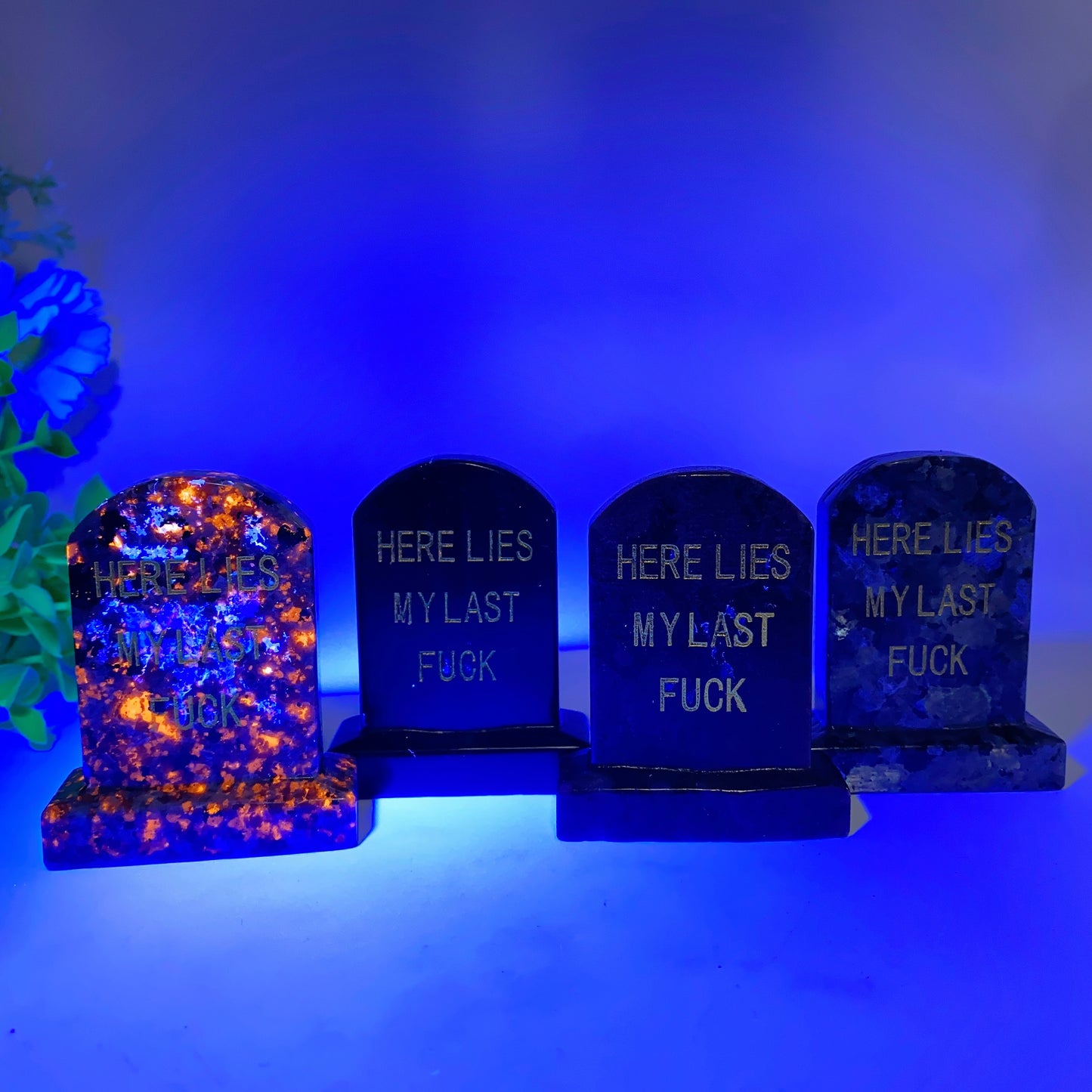 2.7" Mixed Crystal Tombstone with Printing Carvings Halloween Decor Crystal Healing Bulk Wholesale