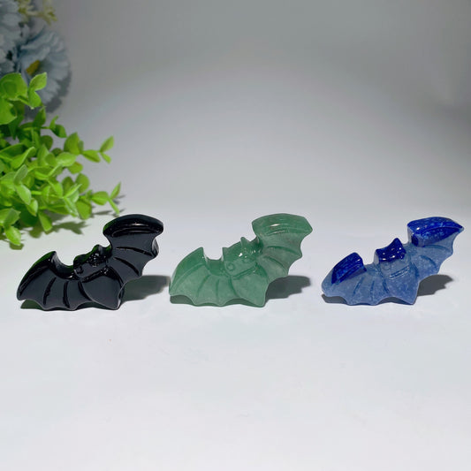 2.3" Mixed Crystal Bat Carvings for Halloween Crystal Healing Bulk Wholesale