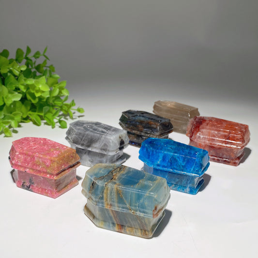 2.3" Mixed Crystal Coffin Carvings Crystal Healing Bulk Wholesale