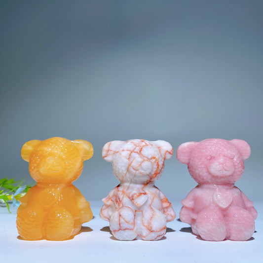 2.3" Mixed Crystal Bear Carvings Crystal Healing Bulk Wholesale