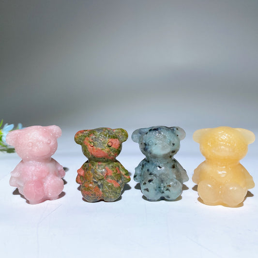 1.6" Mixed Crystal Bear Carvings Crystal Healing Bulk Wholesale