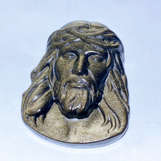 2.2" Silver Obsidian Golden Obsidian Man Face Carvings Crystal Healing Bulk Wholesale