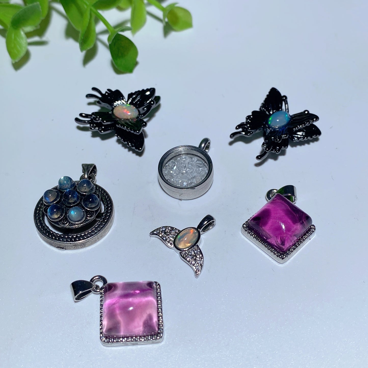 12-20mm Rainbow Opal Fluorite Herkimer Diamond Pendant Crystal Healing Bulk Wholesale