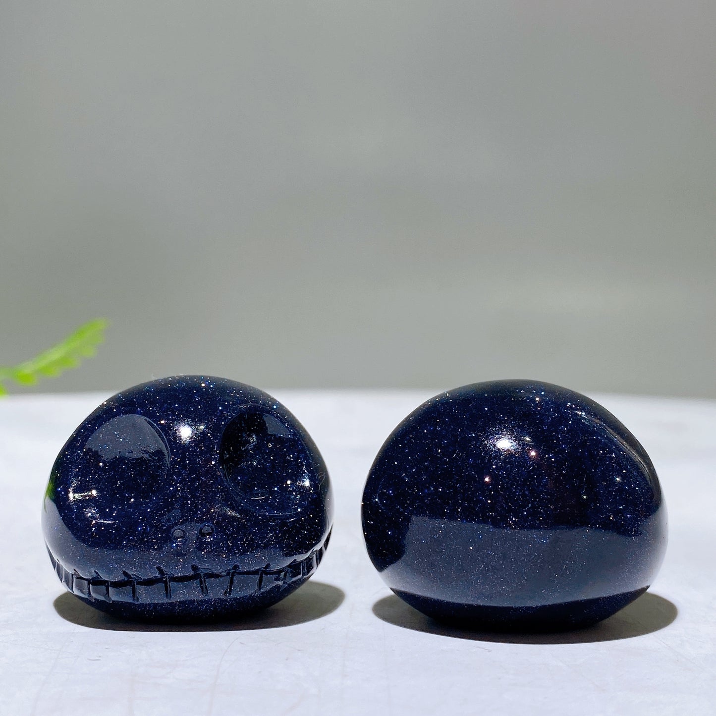 1.3" Blue Sandstone Jack Skellington Head Carving Wholesale