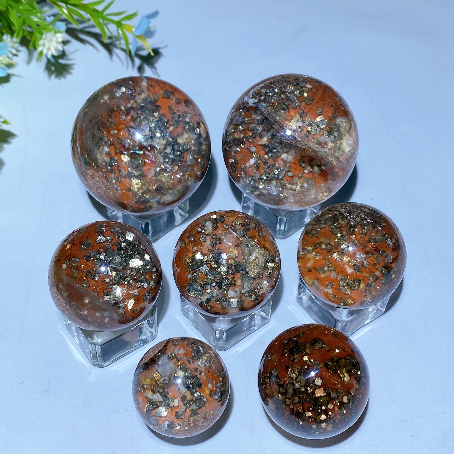 28-50mm Pyrite Grow in Quartz Sphere Crystal Healing Bulk Wholesale