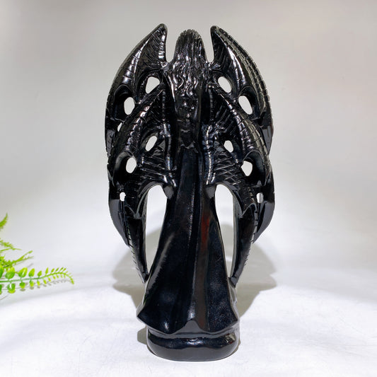 24cm Black Obsididan Seraph Angel Carving Wholesale