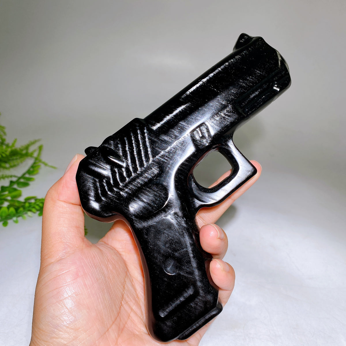 4.0" Natural Crystal Gun Carving Wholesale New