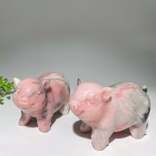 3.8" Pink Jade Pig Carvings Crystal Healing Bulk Wholesale
