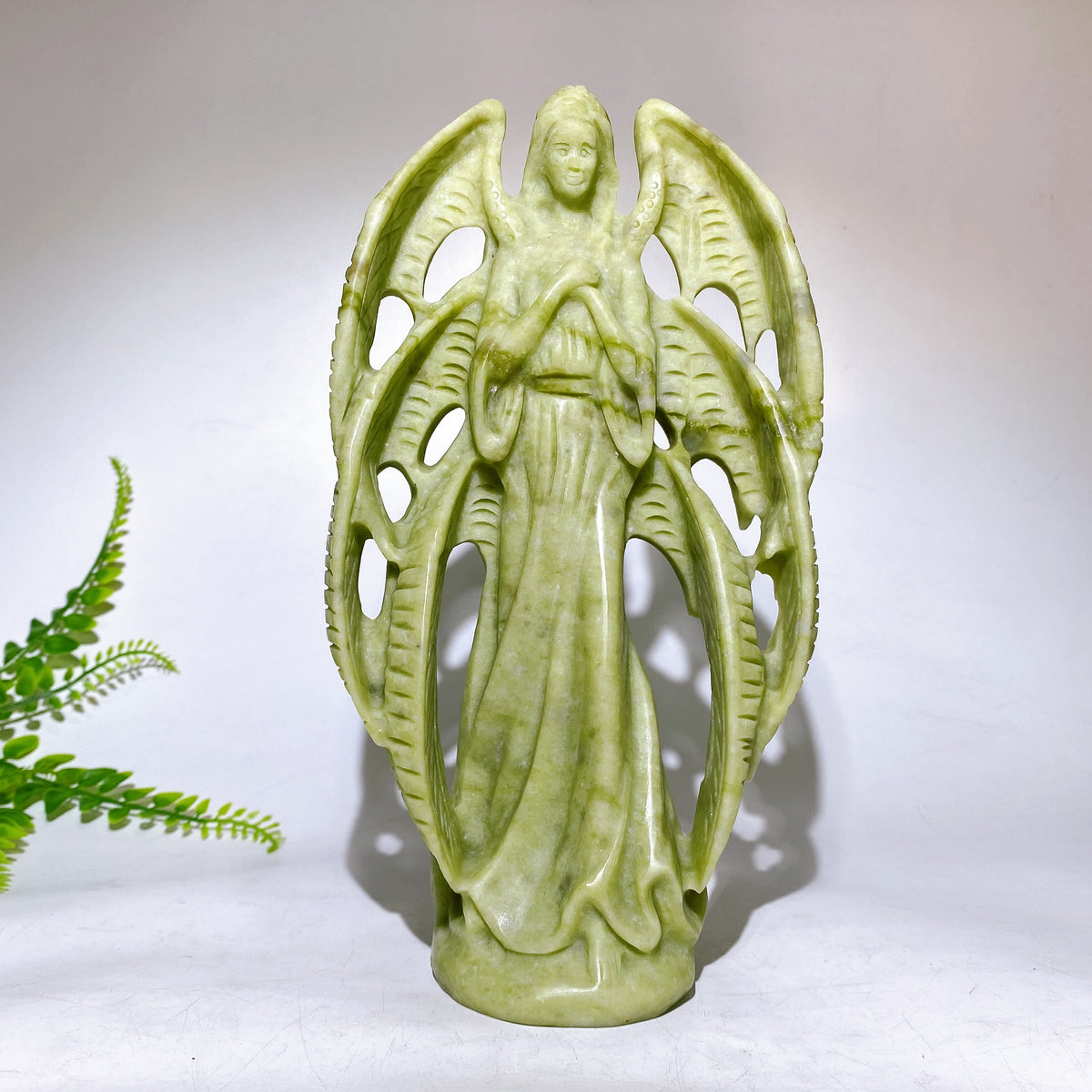 24cm Black Obsididan Serpentine Seraph Angel Carving Wholesale New Arrival