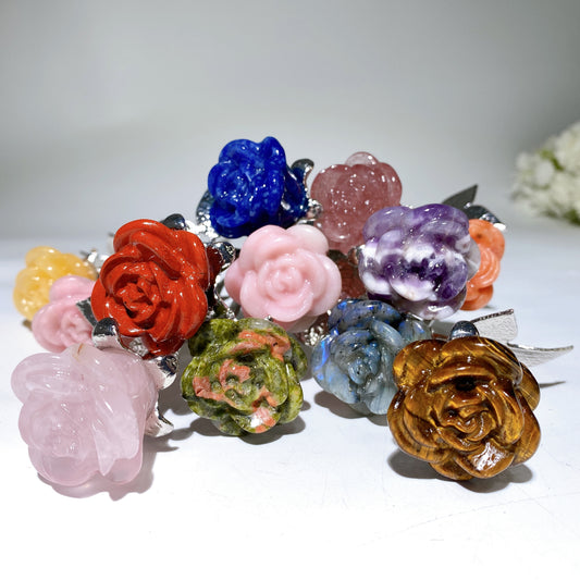 19cm Silver Stem Mixed Crystal Flowers Carvings Crystal Healing Bulk Wholesale