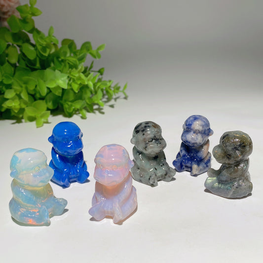 1.5" Mixed Crystal Monkey Carvings Crystal Healing Bulk Wholesale