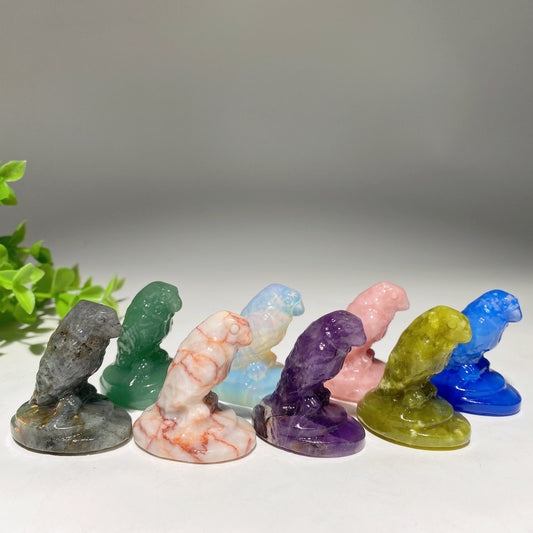 1.6" Mixed Crystal Parrot Carvings Crystal Healing Bulk Wholesale