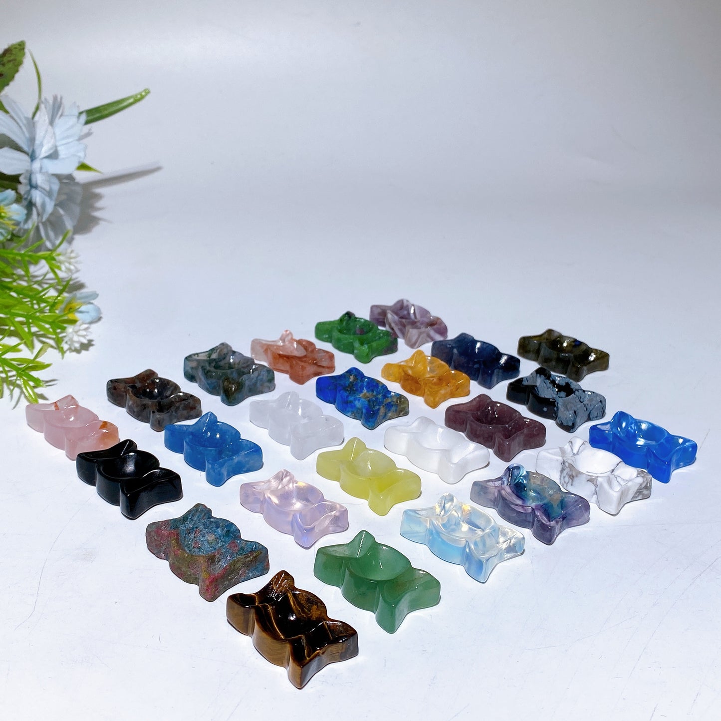 1.0" Crystal Triple Bowl Carving Crystal Healing Bulk Wholesale