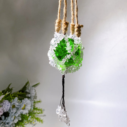 45cm Crystal Chips Web with Rope Hanging Ornament Crystal Healing Bulk Wholesale