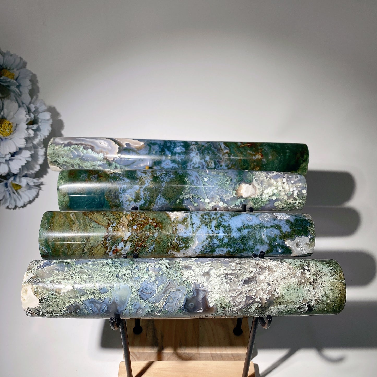 23-30cm Moss Agate Wand with Stand Crystal Healing Bulk Wholesale