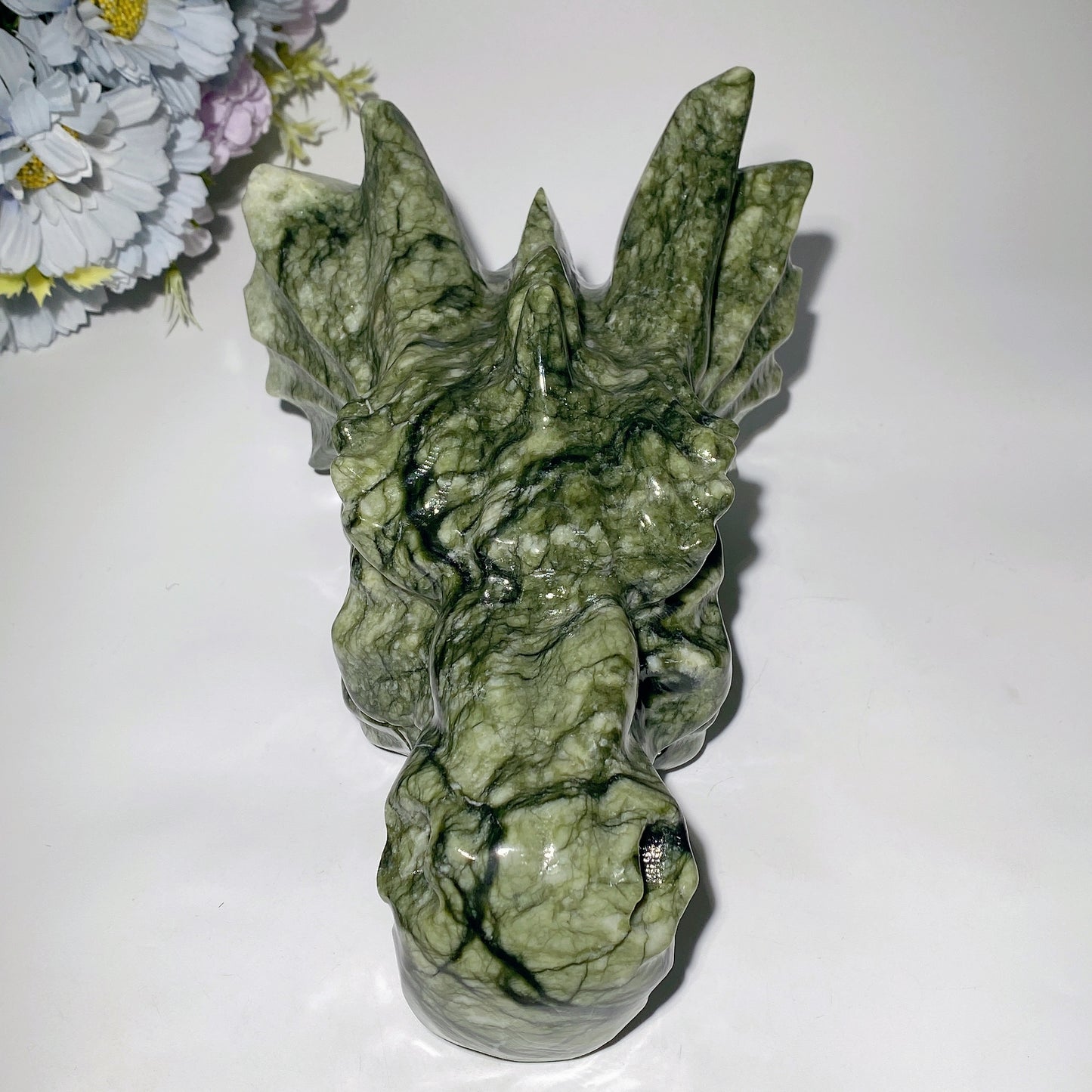 8.5" Large Serpentine Jade Dragon Head Carvings Crystal Healing Bulk Wholesale
